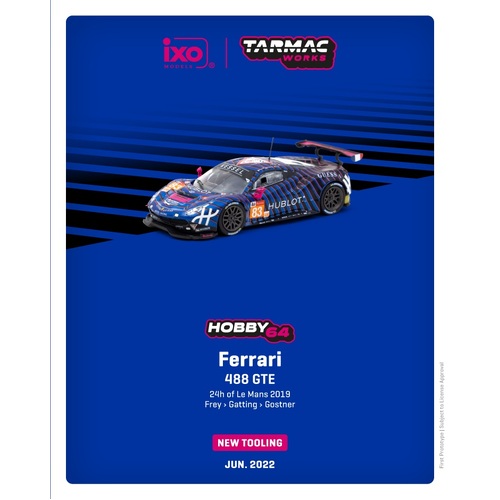 Tarmac Works - 1/64 Ferrari 488 GTE 24h of Le Mans 2019 Frey / Gatting / Gostner Officially licensed by Ferrari *** New Tooling *** - TW64-071-19LM83