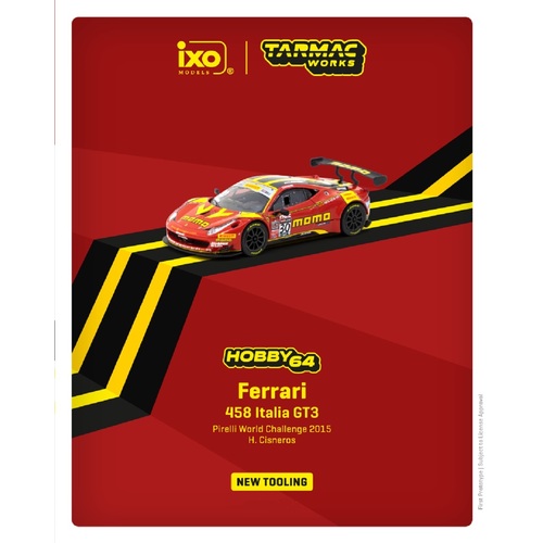 Tarmac Works - 1/64 Ferrari 458 Italia GT3 - Pirelli World Challenge 2015 - H. Cisneros - TW64-074-15PWC30