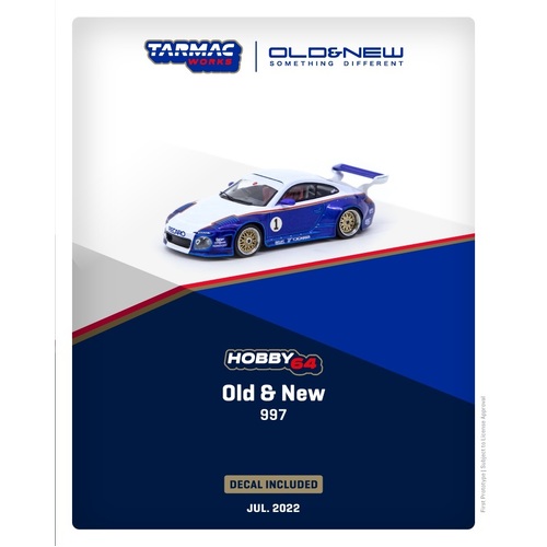 Tarmac Works - 1/64 Old & New 997 Blue/White - Decal Included - TW64-TL053-BLW