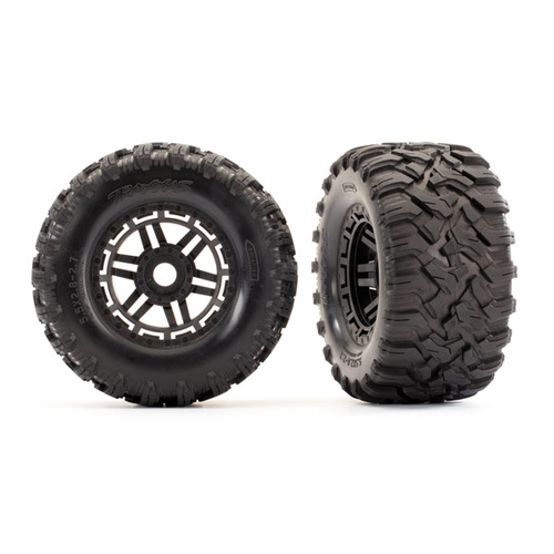 Traxxas - T&W - Assem - Blk Wheels - Maxx All-Terrain Tires - Foam Inserts (2) (17Mm Splined) (Tsm Rated) 2pc (8972)