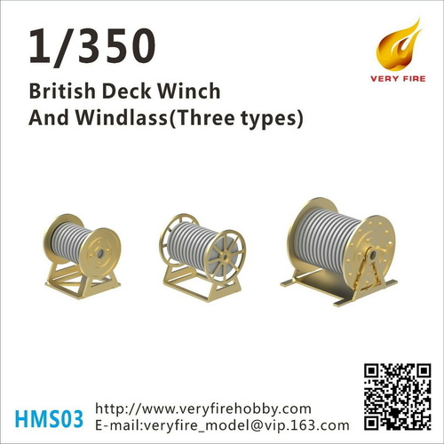 Vey Fire - 1/350 British deck winch and windlass, 3 types (23 sets)