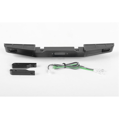 Front Winch Bumper W/LED Lights for Traxxas TRX-4 '79 Bronco Ranger XLT (Black)