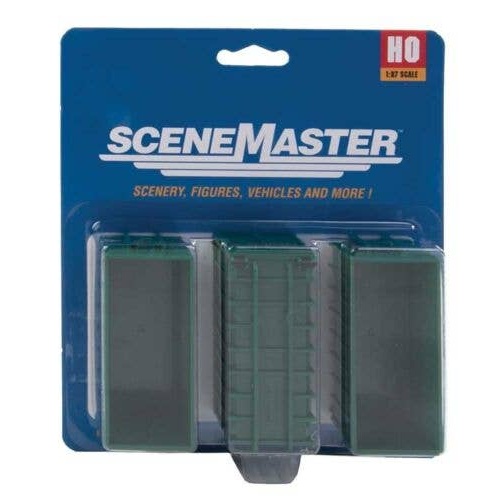 Walthers - HO 3 Large Dumpsters Green