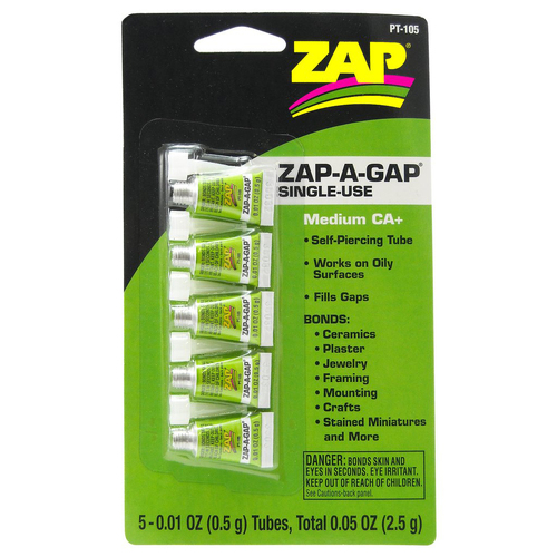 Zap - PT-105 .01 OZ. GREEN SINGLE USE ZAP-A-GAP (CARDED 5 PACK)
