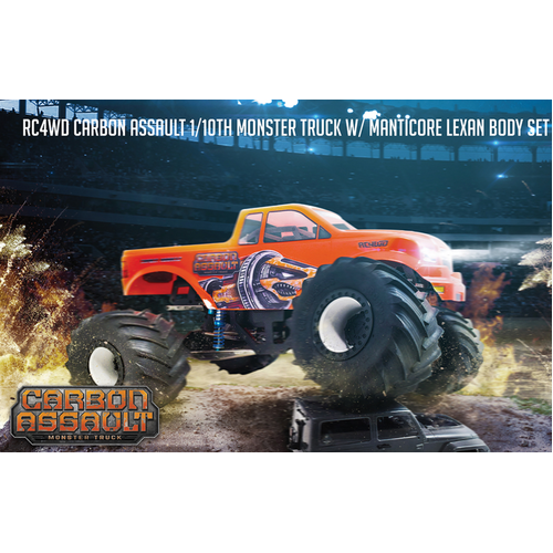 RC4WD Carbon Assault 1/10th Monster Truck w/ Manticore Lexan Body Set